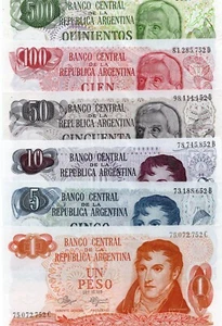 Argentina (Set/12 notes) 1 thru 500,000 Pesos - 1970's and 1980's - Uncirc. - Picture 1 of 4