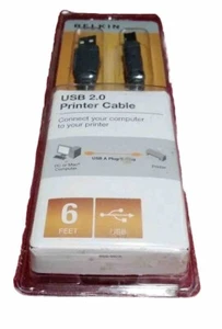 Nowy kabel drukarki Belkin USB 2.0 6 stóp stalówka - Zdjęcie 1 z 5