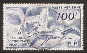 1947 French West Africa Sc #C13 : 100F Airmail with birds used stamp Cv$4.75 - Picture 1 of 1