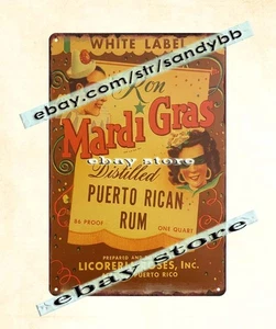 1940er Jahre RON MARDI GRAS Rum ARECIBO PUERTO RICO Blechschild - Bild 1 von 4