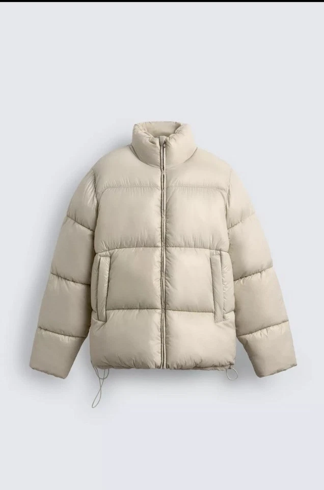 Zara  Men’s  Water Repellent Puffer Jacket /Coat Ecru Beige Size XL  -EUC - Image 1 of 4