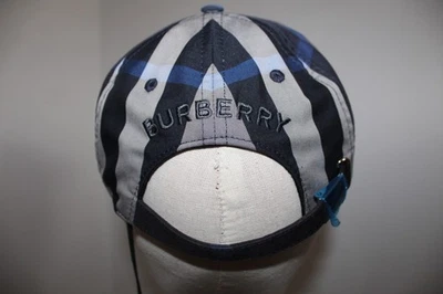 NWT Burberry Nova Check Dark Charcoal Blue Plaid Baseball Cap Hat M UNISEX - Photo 1/4