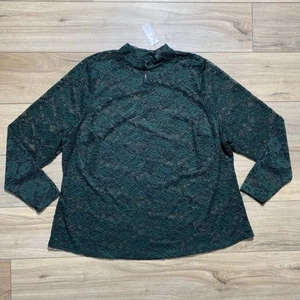 Lane Bryant Women's Long Sleeve Floral Sheer Lace Top Size 22/24 Green - Picture 1 of 10