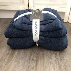 Nuevo juego de toallas y paños Tahari Home de 6 piezas azul marino de lujo - Imagen 1 de 3