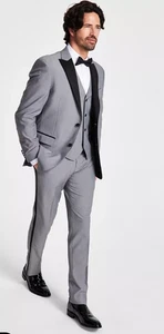 Alfani Mens Slim Fit Tuxedo Dress Pants 30 x 30 Light Grey - Picture 1 of 2