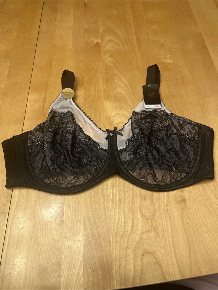 Wacoal 36d Retro Chic Full Figure Underwire Lace Bra 855186 Black