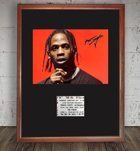 TRAVIS SCOTT FRAMED 13"x17" Signed Photo & Concert Ticket DISPLAY REPRO . rap cd - Picture 1 of 1