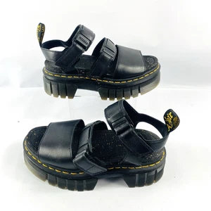 Dr Martens Ricki 3-Strap Women's Black Leather Platform Sandals/ size 4 37 - Picture 1 of 12
