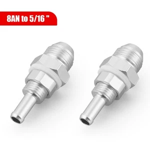 2PC -8AN Flare Male Bulkhead to 5/16" Hose Barb Fuel Pump Tank Adapter Fitting - Picture 1 of 7