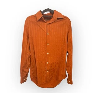 Perry Ellis Burnt Orange Casual Long Sleeve Button Down Shirt Men’s - Size Small - Picture 1 of 6
