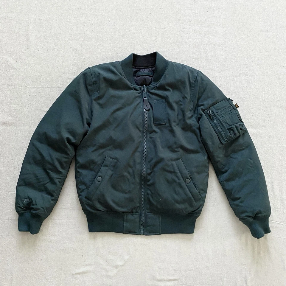 Alpha Industries Down Puffer Jacket Green and Black Reversible Women's XS - Image 1 of 4