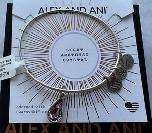 Alex and Ani 'Swarovski Teardrop, June Light Amethyst' Elevation Charm Bangle - Picture 1 of 6