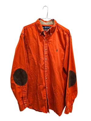 Ralph Lauren Shirt Mens XL Orange Suede Elbow Pads Classic Fit Collar Button-Up - Image 1 of 4