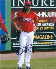 Autographed EMMANUEL BURRISS  8x10 Philadelphia Phillies Photo -COA