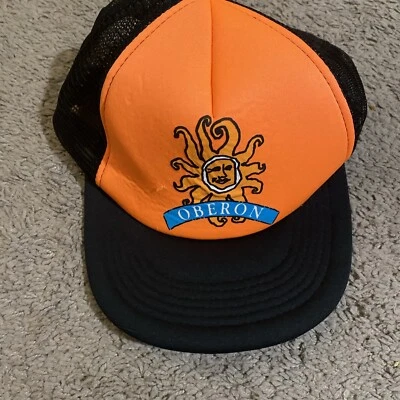 Bell’s Oberon Ale Brewing Trucker Hat Snapback Orange & Black Sun Logo Mesh Cap - Image 1 of 4