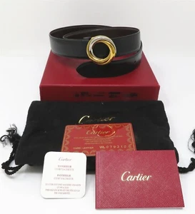 NYJEWEL Cartier Black Leather Trinity Belt With Pouch Box & Card - Picture 1 of 6