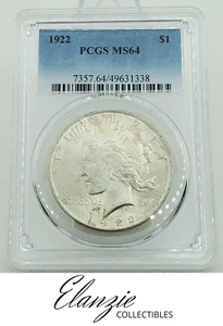 1922 Peace Silver Dollar PCGS MS64 - Picture 1 of 5