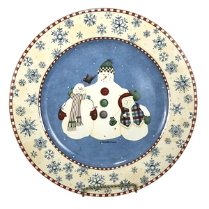 Sakura Blue Snowman Serving Platter Debbie Mumm Chop Plate Winter Snowflakes VTG - Picture 1 of 5