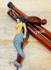 Wooden Mermaid Handle Walking Stick Cane 36 Inch Long For Female, Christmas Gift