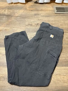 Carhartt Men’s Relaxed Fit Canvas Carpenter Pants Gray Size 42x32 EUC workwear - Picture 1 of 9