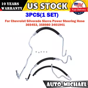 3Pcs Turbo Diesel Hydroboost Power Steering Hose for Silverado 2500HD 01-06 6.6L - Picture 1 of 20