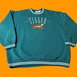 Vintage 90s Tigger Green Crewneck Disney Store Sweatshirt Embroidered Small READ - Picture 1 of 8