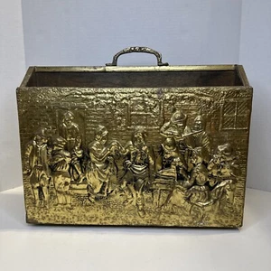 Vintage Englisch Traditionell Messing Repousse Gehämmert Zeitschriftenhalter Ständer - Bild 1 von 18
