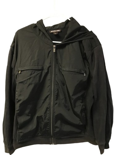 Giacca Michael Kors full zip con cappuccio uomo taglia 2XL nera maniche lunghe tasche