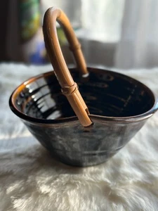 Mary Law Ceramic Basket Bowl Porcelain Brown Glazed Sodium Vapor Bowl Pottery - Picture 1 of 8