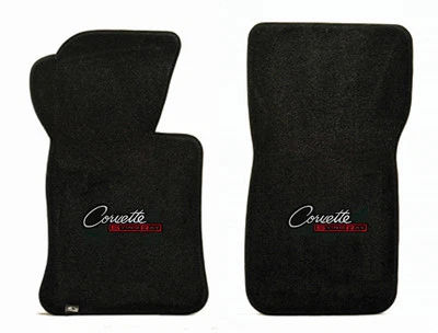 New 1963-1967 Chevy Corvette Black Floor mats w/ Corvette Sting Ray Embroidered  - Image 1 of 4