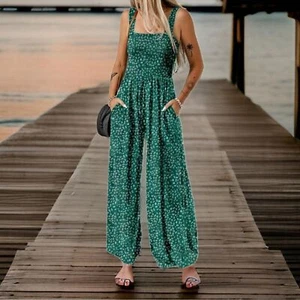 Casual Overall Jumpsuit Loose Wideleg Dark Green Women’s Size M NWT - Picture 1 of 3