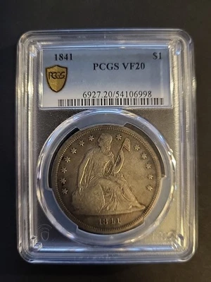 1841 $1 graduación profesional VF20 - dólar Liberty Seated - fecha de acuñación baja Foto 1 de 4