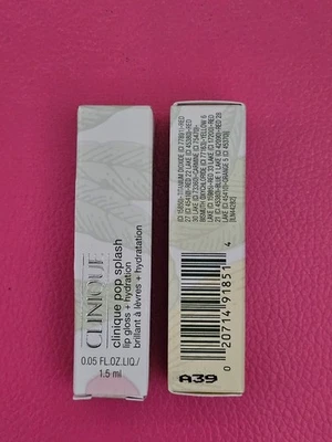 2x Brillo de labios Clinique Pop Splash ~12 Rosewater Pop~Talla de viaje 1,5 ml cada uno~NUEVO EN CAJA Foto 1 de 2