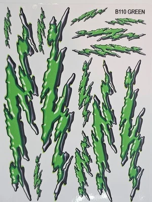 NOT CUT-B110 Green Flames-1/24- RC Car Clear Matte Vinyl Finish Sticker Sheet - Image 1 of 4