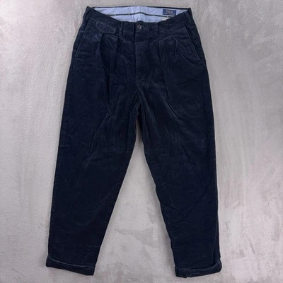 Pantalones Polo Ralph Lauren Para Hombre Talla 32x32 Azul Marino Pana Plisados Calce Suelto Foto 1 de 4