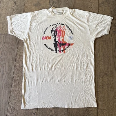 Vintage LA84 Los Angeles Olympic Games XXIII Double Sided Shirt Torch Basketball - Image 1 of 4