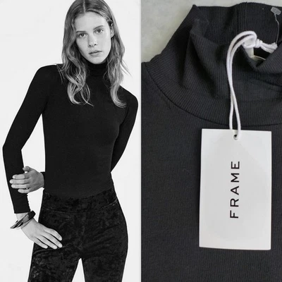 MARCO PARA MUJER L Negro Acanalado Tejido Cuello Alto Cuello Simulado Top $188 ¡¡NUEVO MODAL SUAVE!!! Foto 1 de 4