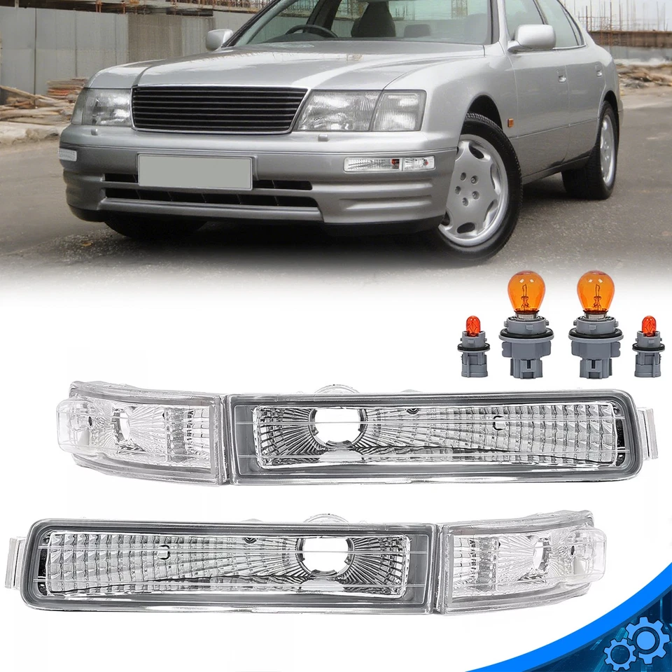 Clear Front Bumper Turn Signal Lights w/Bulbs For Lexus LS400 1995-1997 - Image 1 of 4
