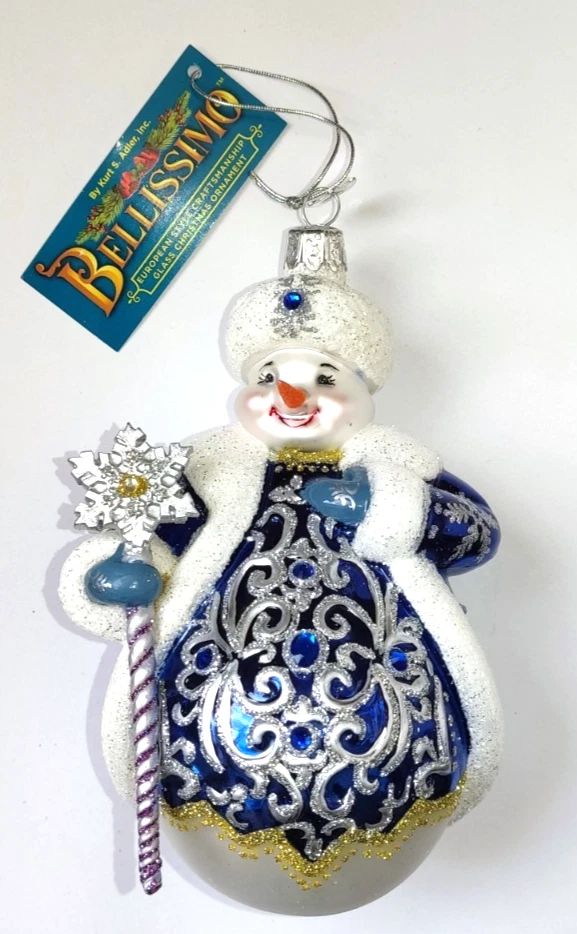 EXKLUSIV BELLISSIMO" Weihnachtsfigur Schneeman blau Kristalle 16 x 10 x 8 cm - Bild 1 von 3