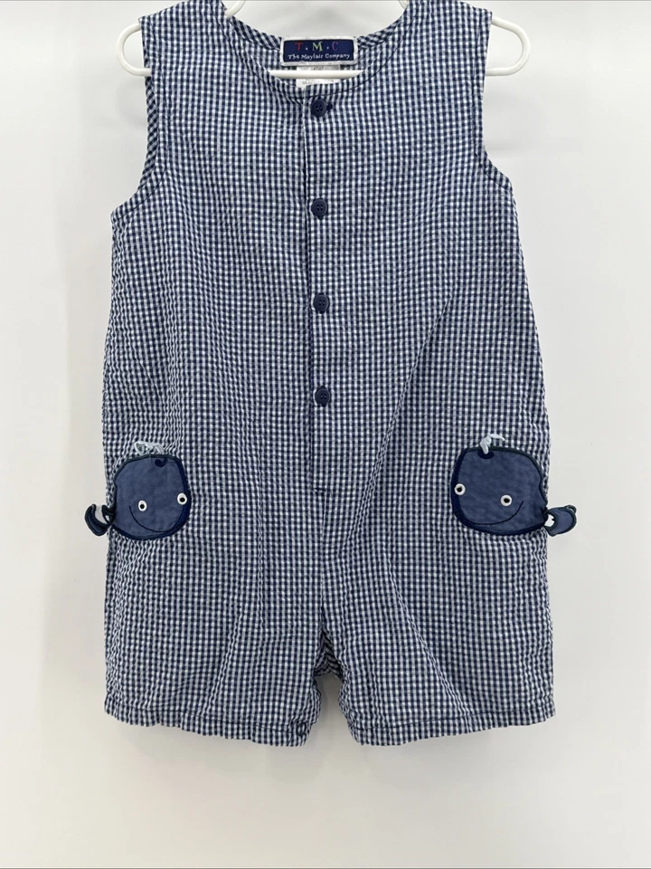 Mameluco Mayfair Company TMC para bebés niños apliques a presión azul ballena 4T Foto 1 de 4