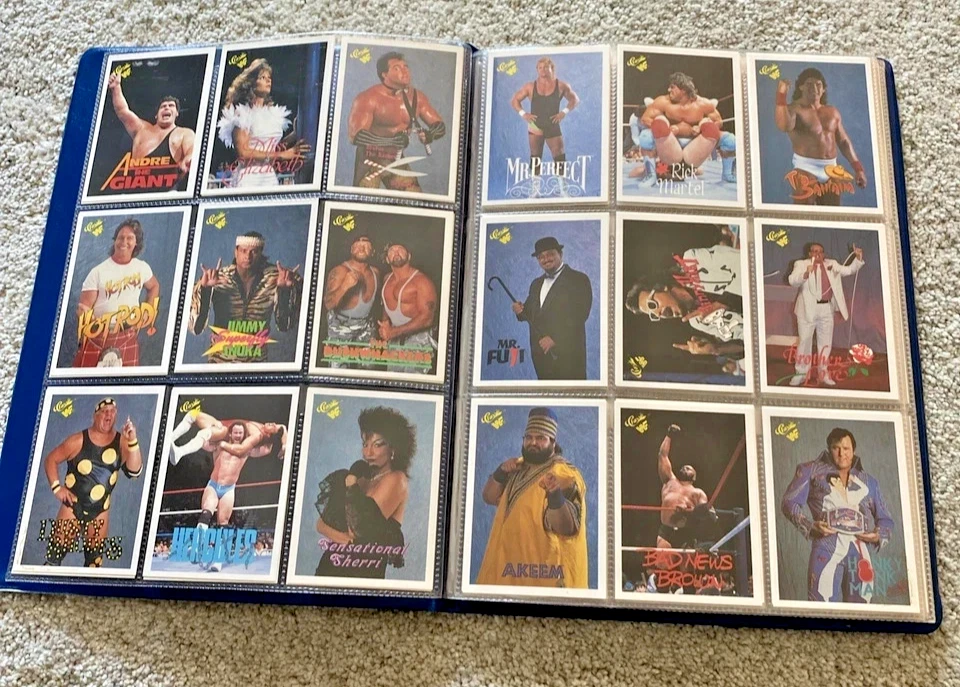 1990 Classic WWF Wrestling 145 Cards Complete Set + 5 Promos in Collectors Album - Image 1 of 4