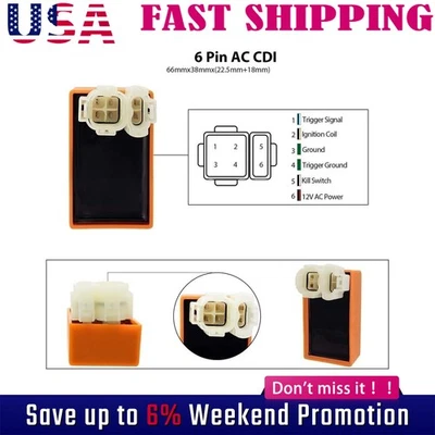 Para GY6 50cc -150cc ATV SCOOTER CICLOMOTOR CARRERAS AC CDI CAJA BOBINA DE ENCENDIDO CHISPA NUEVO Foto 1 de 4