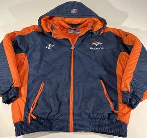 Vintage Denver Broncos Puffer Jacket Men XL Logo Athletic NFL Orange Blue 90s - Picture 1 of 5
