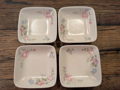 Set of 4 Pfaltzgraff Tea Rose 4" Individual Square Dip Dishes - Made in USA - Image 1 of 4