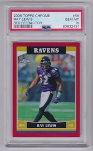 2006 Topps Chrome Ray Lewis #56 Red Refractor 58/259 PSA 10 GEM MT Pop 12 Ravens - Bild 1 von 2