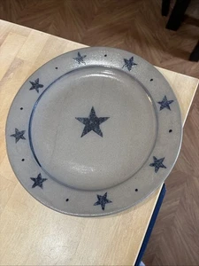 ROWE POTTERY Salt Glaze 10.75" Star Pattern Dinner Plate  - Picture 1 of 7