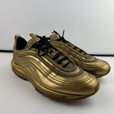 Nike Air Max 97 QS Mens Size 12 Gold Medal Athletic Leather Shoes Sneakers - Image 1 of 4