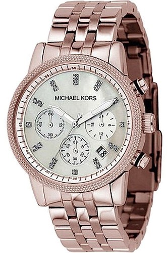OROLOGIO MICHAEL KORS ROSA TONALITÀ ORO S ACCIAIO+QUADRANTE CRONOGRAFO MOCIO+CRISTALLI DATA MK5026