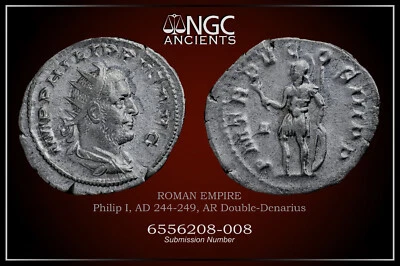 ANCIENT ROMAN SILVER COINS NGC Ch VF PHILIP I AD 244-249 AR Double-Denarius A943 - Image 1 of 4