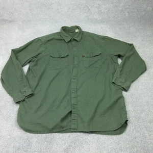 Levis Shirt Mens Large Green Cowboy Western Rodeo Buttons Red Tab Cotton Hemp 03 - Picture 1 of 11
